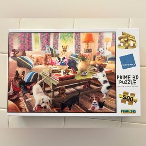 500 pc PRIME 3D Puzzle DOGS PLAYING AROUND IN A LIVING ROOM